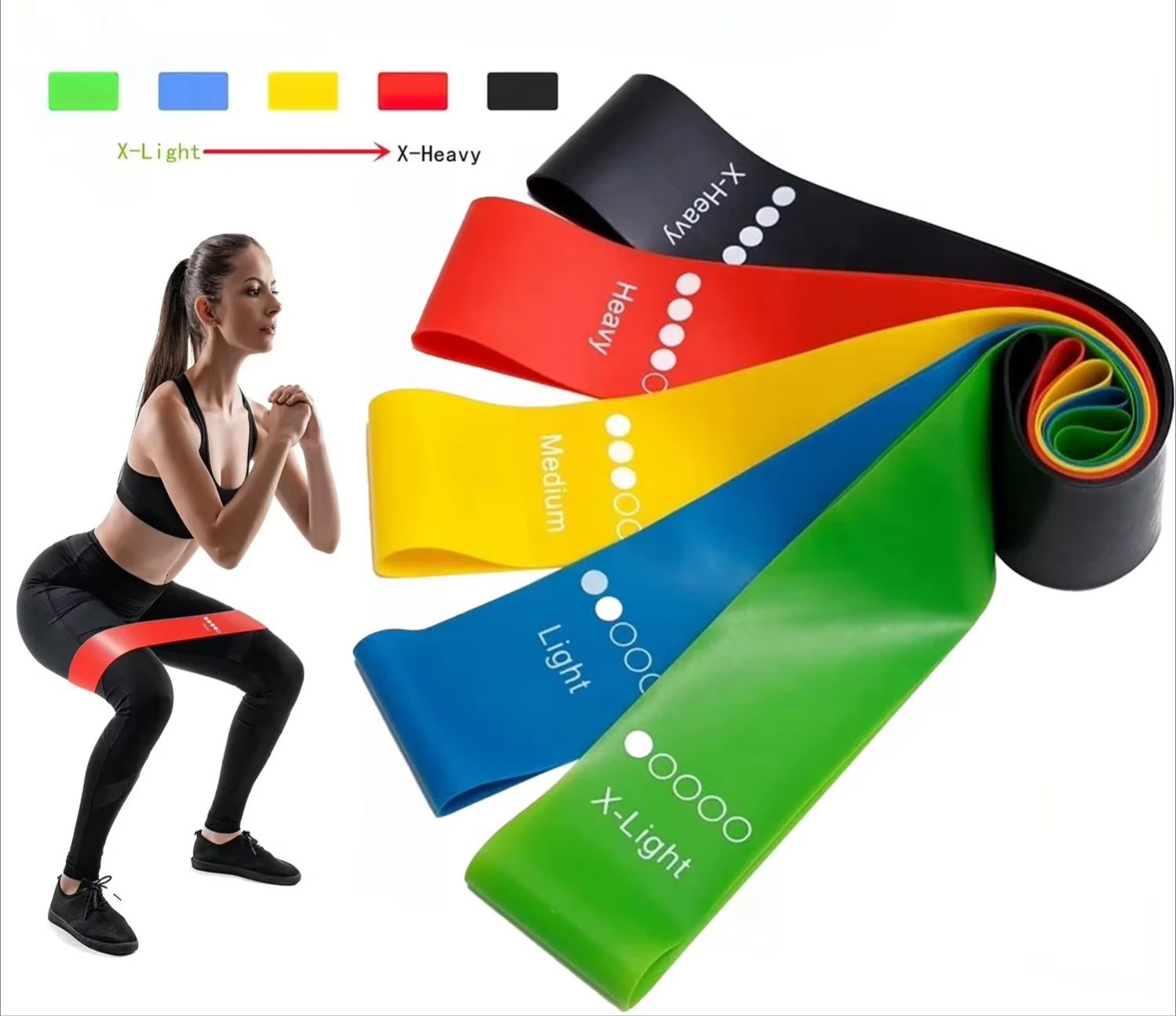 Crossfit Training Gear - 5 niveaus Draagbare fitnessapparatuur Rubberen weerstandsbanden